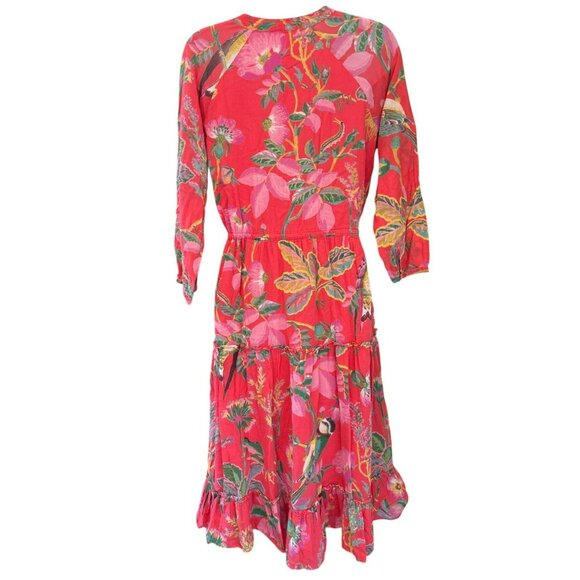 Banjanan Womens Paradise Pink Voile Bazaar Dress Medium Retail 380 Tropical Chic - Picture 3 of 6